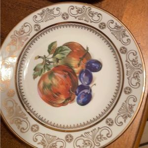 KAHLA Vintage 1980’s Fruit and Berries, set of 6 8” multicolored 22K gold trim